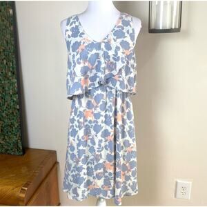 B Collection by Bobeau Size S Women's Lane Double V Patterned Dress Ivory Print
